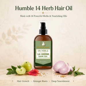 BBO Humble 14 herb Hair Oil – Coconut, Almond, Onion & 14+ Herbs – Gentle Care for Stronger, Softer Hair – 100% Natural, Vegan, Safe