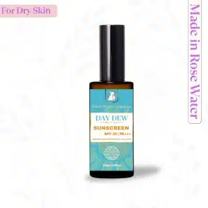 Blush Bunny Organics Day Dew Sunscreen SPF 30 PA+++ | Hydrating Rose Water-Based Sun Protection for Dry Skin | No White Cast | Non-Toxic, Vegan | 50 gm